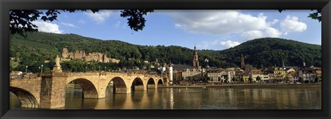 Framed Bridge across a river, Heidelberg Germany Print