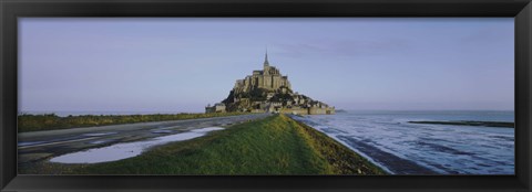 Framed Church on the beach, Mont Saint-Michel, Normandy, France Print