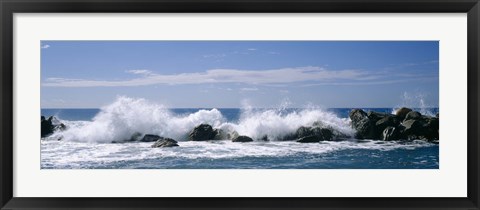 Framed Waves breaking on rocks, Chiavari, Liguria, Italy Print