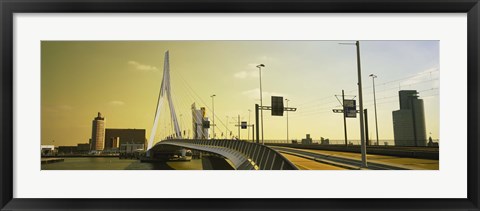 Framed Bridge across the river, Erasmus Bridge, Rotterdam, Netherlands Print