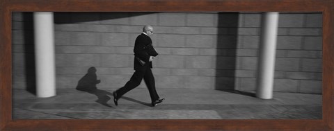 Framed Side Profile Of A Businessman Running With A Briefcase, Germany Print