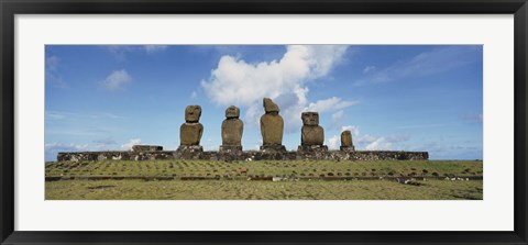 Framed Moai statues in a row, Tahai Archaeological Site,  Easter Island, Chile Print