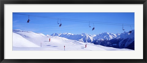 Framed Ski Lift in Mountains Switzerland Print