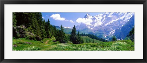 Framed Alpine Scene Near Murren Switzerland Print