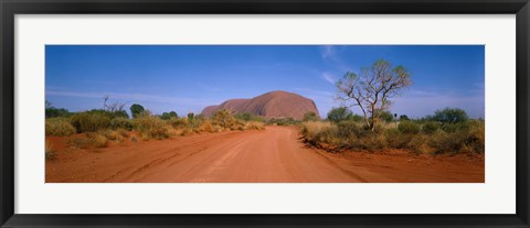 Framed Desert Road And Ayers Rock, Australia Print