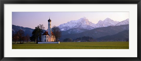 Framed St Coloman Church and Alps Schwangau Bavaria Germany Print