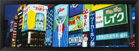 Framed Billboards lit up at night, Dotombori District, Osaka, Japan Print