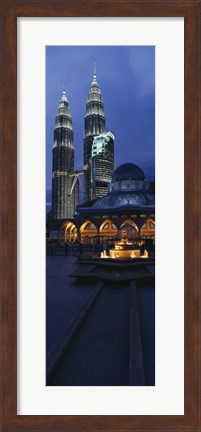 Framed Twin Towers Lit Up At Dusk, Petronas Towers, Kuala Lumpur, Malaysia Print