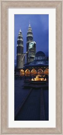 Framed Twin Towers Lit Up At Dusk, Petronas Towers, Kuala Lumpur, Malaysia Print