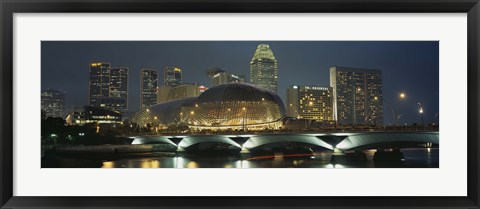 Framed Buildings lit up at night, Esplanade Bridge, Esplanade Drive, Singapore Print