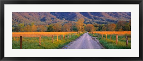 Framed Road At Sundown, Cades Cove, Great Smoky Mountains National Park, Tennessee, USA Print