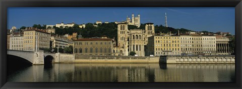 Framed Buildings On The Saone River, Lyon, France Print