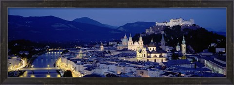 Framed High Angle View Of Buildings In A City, Salzburg, Austria Print