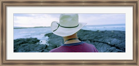 Framed Man with Straw Hat Galapagos Islands Ecuador Print