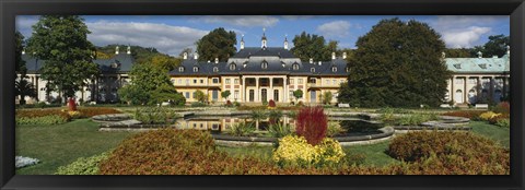 Framed Formal garden in front of a castle, Pillnitz Castle, Dresden, Germany Print