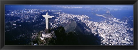 Framed View of Christ the Redeemer and Rio De Janeiro, Brazil Print