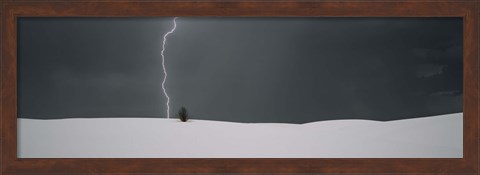 Framed Lightning in the sky over a desert, White Sands National Monument, New Mexico, USA Print