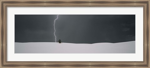 Framed Lightning in the sky over a desert, White Sands National Monument, New Mexico, USA Print