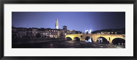 Framed Ponte Pietra And Adige River, Verona, Italy Print