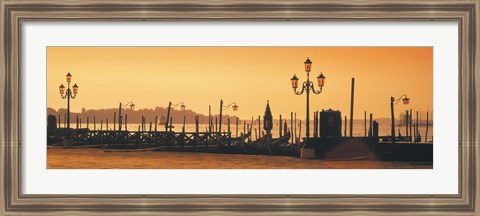 Framed Venice, Italy Pier with Orange Sky Print