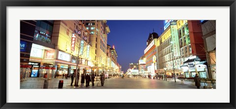 Framed Shops lit up at dusk, Wangfujing, Beijing, China Print