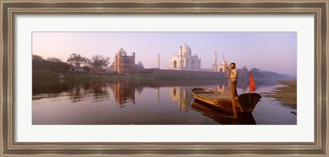 Framed Reflection of a mausoleum in a river, Taj Mahal, Yamuna River, Agra, Uttar Pradesh, India Print