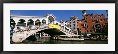 Framed Low angle view of a bridge across a canal, Rialto Bridge, Venice, Italy Print