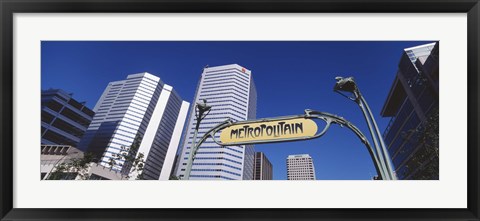 Framed Low angle view of buildings, Cite Internationale Square, Montreal, Quebec, Canada Print