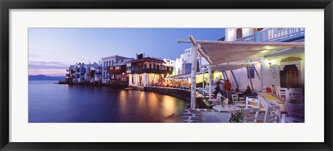 Framed Waterfront View of Mykonos, Greece Print