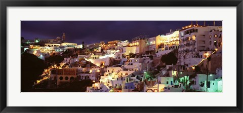 Framed Town at night, Santorini, Greece Print