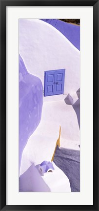 Framed Blue door, Santorini, Greece Print