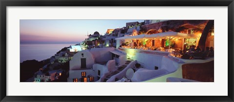 Framed Terrace overlooking the Caldera, Santorini, Greece Print