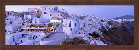 Framed White washed buildings, Santorini, Greece Print