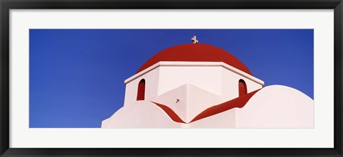 Framed Church with red dome, Mykonos, Cyclades Islands, Greece Print