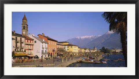 Framed Buildings at the waterfront, Lake Maggiore, Ascona, Switzerland Print