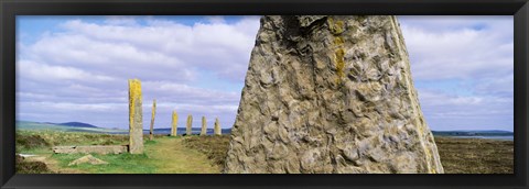 Framed Ring Of Brodgar with view of a loch, Orkney Islands, Scotland, United Kingdom Print