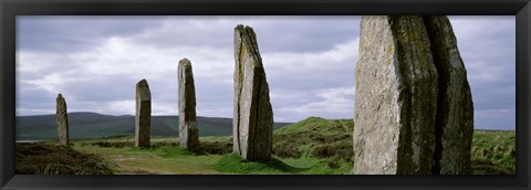 Framed Ring Of Brodgar with view of the hills, Orkney Islands, Scotland, United Kingdom Print