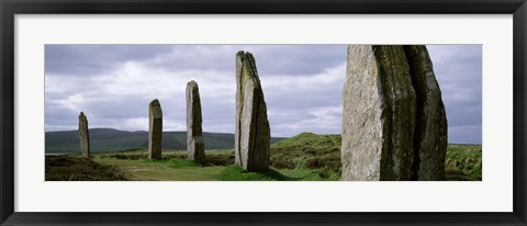 Framed Ring Of Brodgar with view of the hills, Orkney Islands, Scotland, United Kingdom Print