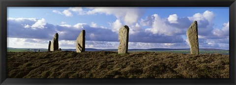 Framed Ring Of Brodgar on a cloudy day, Orkney Islands, Scotland, United Kingdom Print