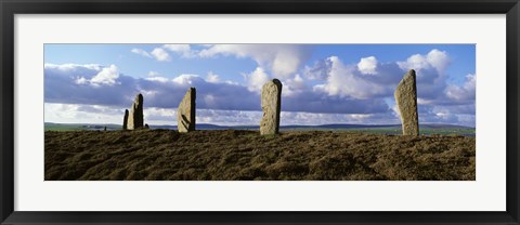 Framed Ring Of Brodgar on a cloudy day, Orkney Islands, Scotland, United Kingdom Print