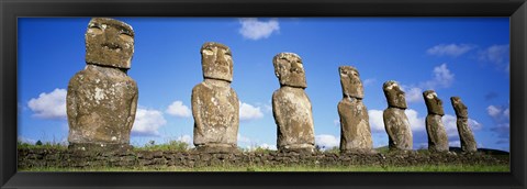 Framed Row of Stone Heads, Easter Islands, Chile Print