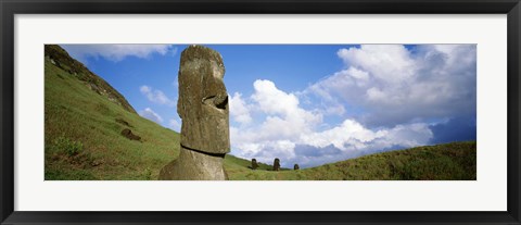 Framed Stone Heads with Clouds, Easter Islands, Chile Print