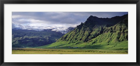 Framed View Of Farm And Cliff In The South Coast, Sheer Basalt Cliffs, South Coast, Iceland Print