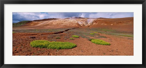 Framed Steam Emitting From The Ground, Lehmjukur Thermal Area, Iceland Print