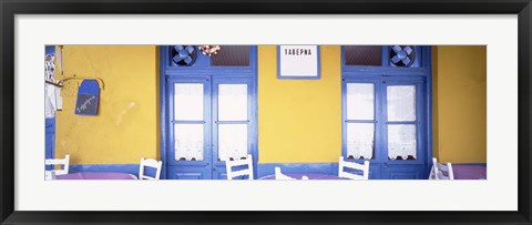 Framed Greece, Hydra, Empty restaurant Print