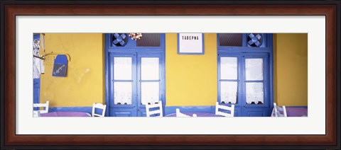 Framed Greece, Hydra, Empty restaurant Print