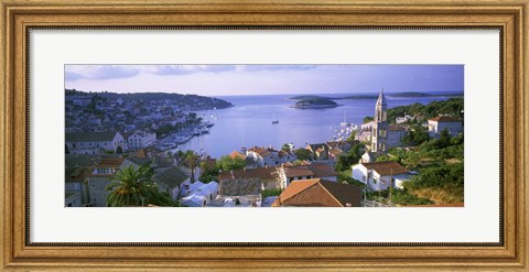 Framed Town On The Waterfront, Hvar Island, Hvar, Croatia Print