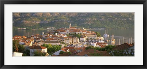 Framed Croatia, Korcula, Korcula Island, City on the waterfront Print