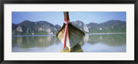 Framed Boat Moored In The Water, Phi Phi Islands, Thailand Print