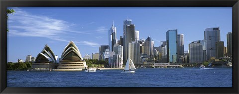 Framed Australia, New South Wales, Sydney, Sydney harbor, View of Sydney Opera House and city Print